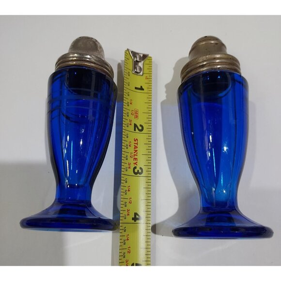 Salt And Pepper Shakers L E Smith Cobalt Blue Mt Pleasant - Picture 3 of 7